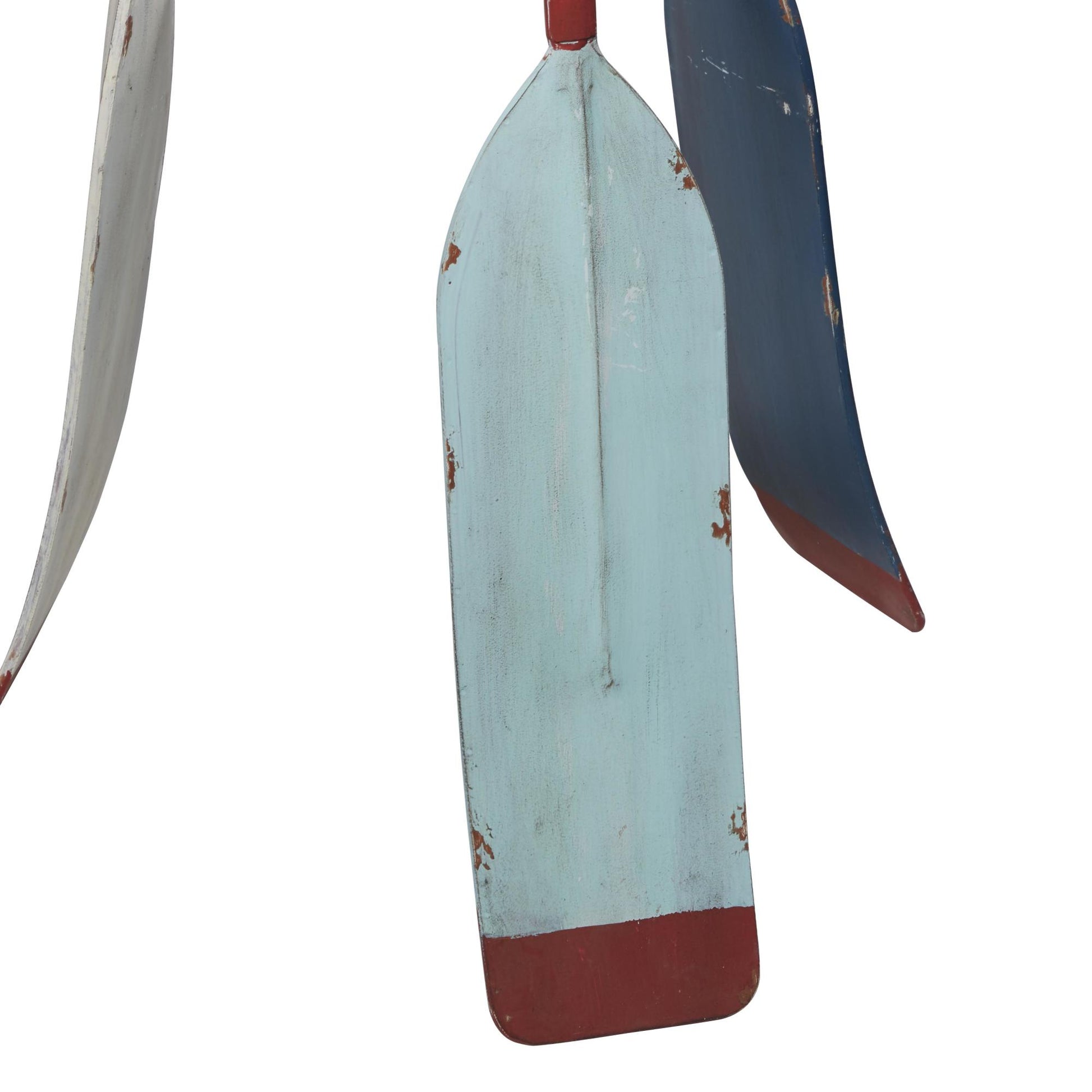 Paddle Blue Metal Oar 3 Hook Freestanding Coat Rack with Wooden Poles and Storage Tray