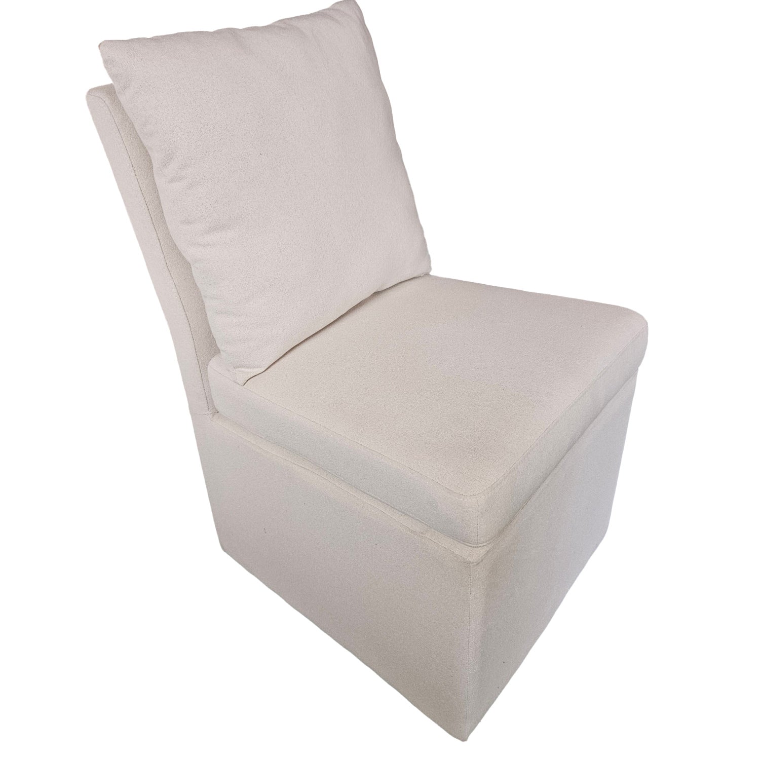 White Fabric Square Living Room Accent Chair with Backrest Cushion