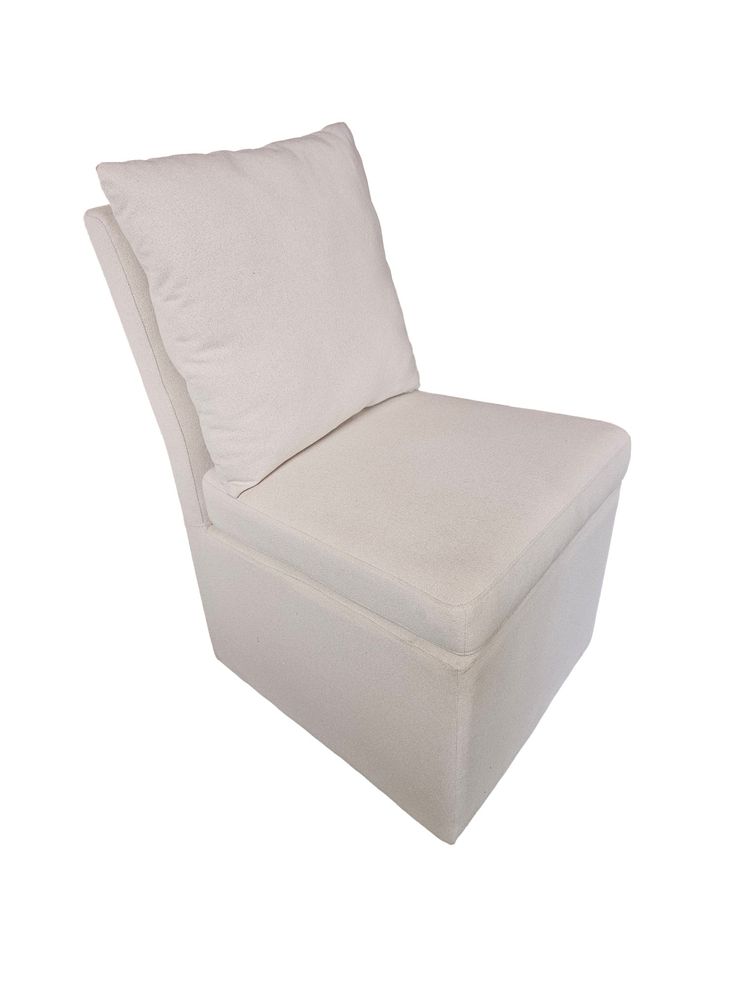White Fabric Square Living Room Accent Chair with Backrest Cushion