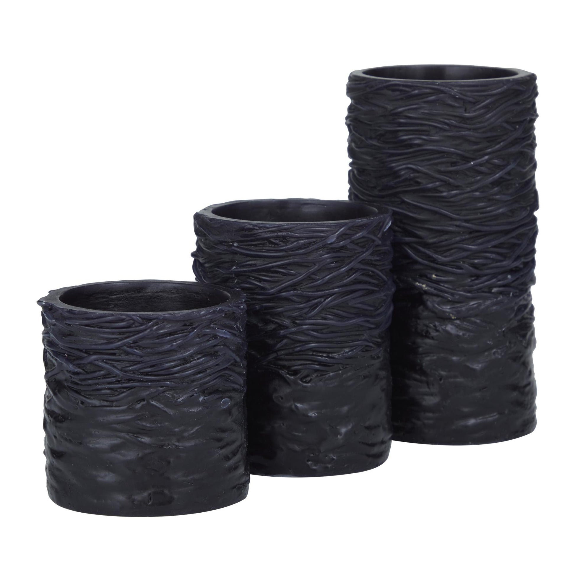 Set of 3 Wax Textured Indoor Outdoor Flameless Candle with Remote Control