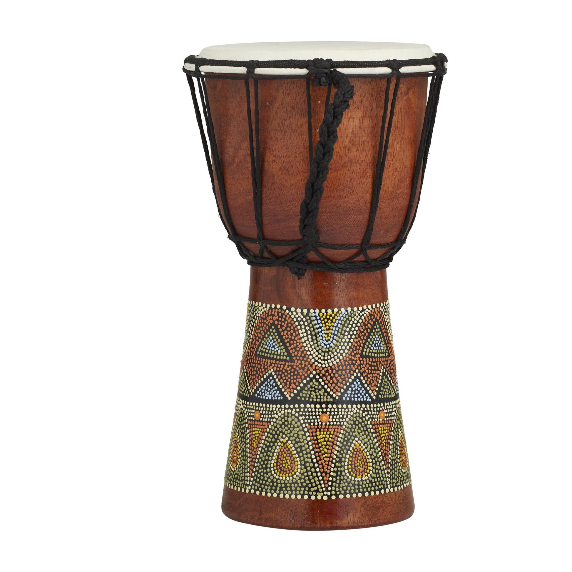 Drum Brown Wood Handmade Djembe Decorative Sculpture with Rope Accents