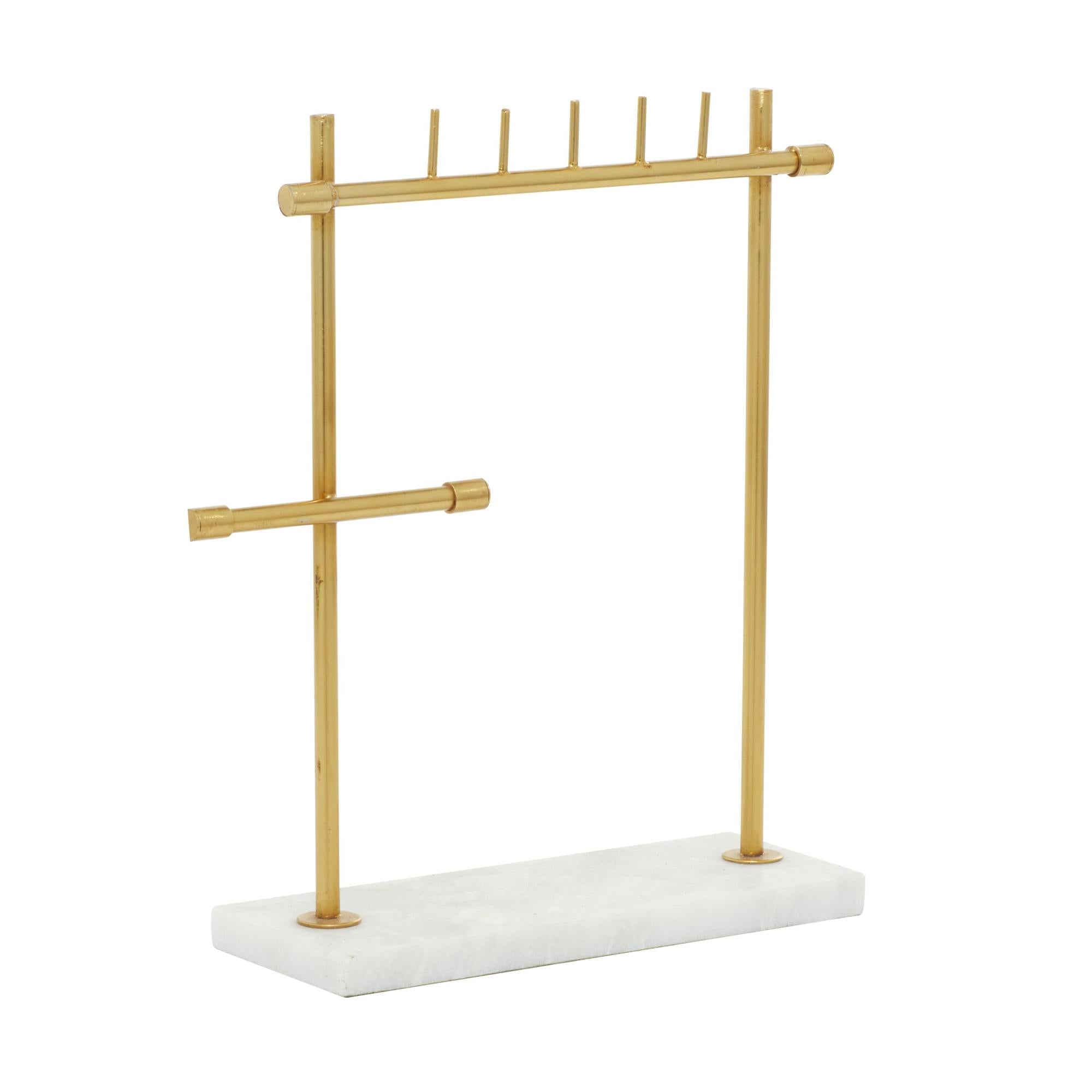Gold Marble Display Jewelry Stand with Rectangular Base