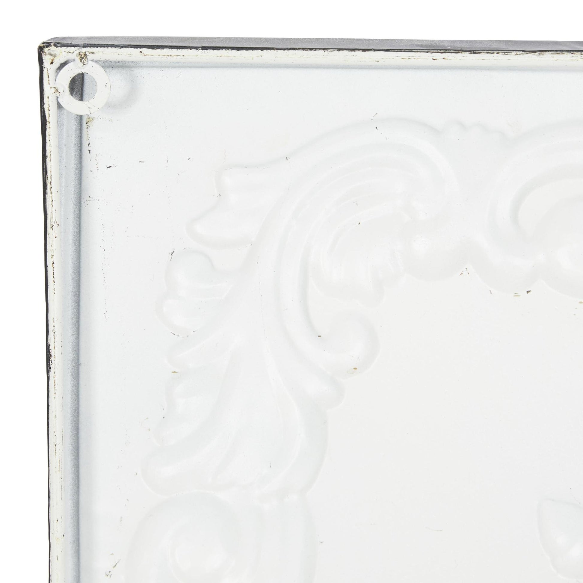 Set of 4 Fleur De Lis Green Metal Embossed Home Wall Decor with Scroll Details