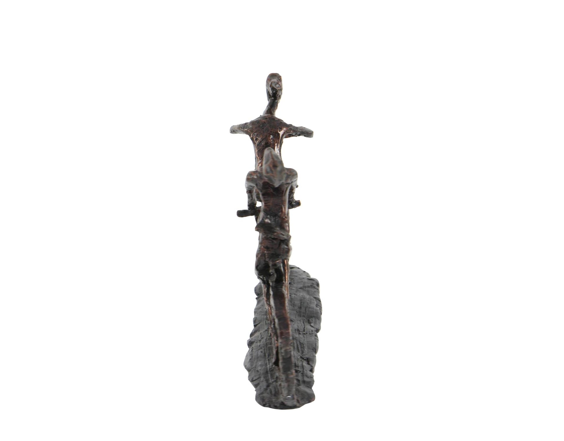 People Bronze Polystone Bicycling Decorative Sculpture with Copper Texturing