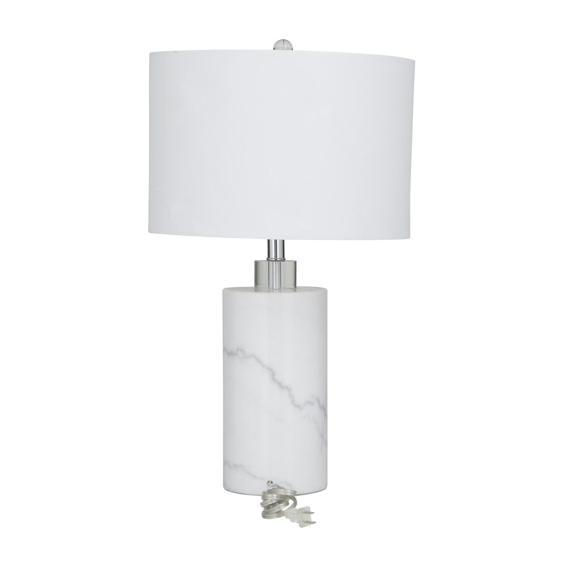 Marble Thick Stand Room Table Lamp with Drum Shade