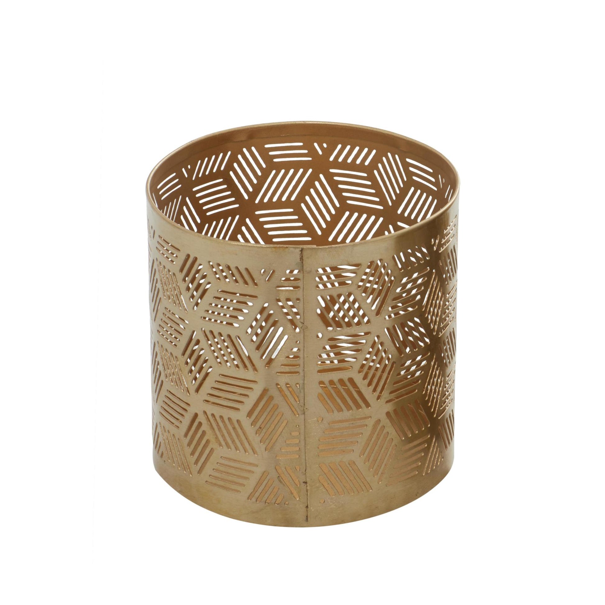 Floral Metal Pencil Cup with Laser Carved Design 4" x 4" x 4"