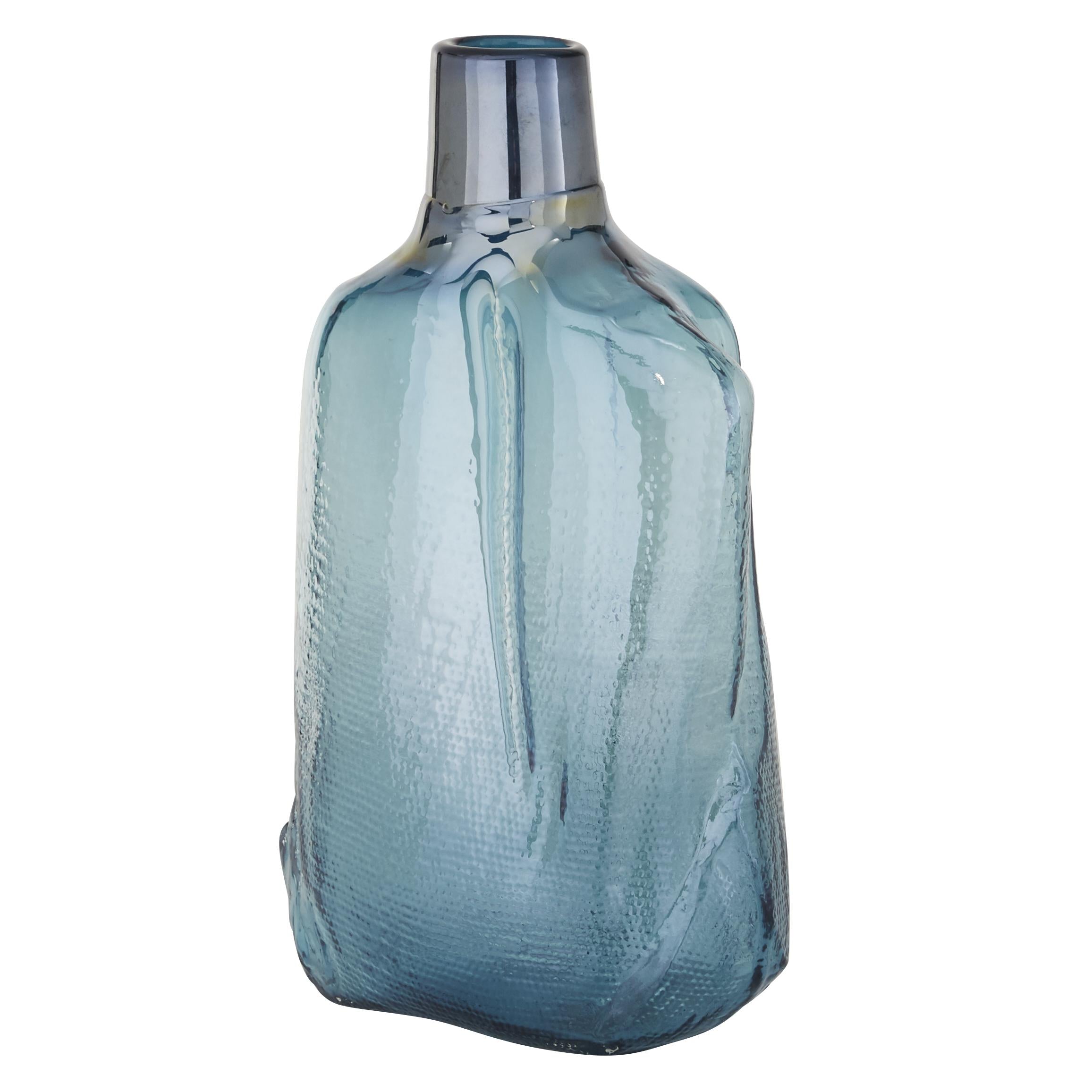 Abstract Blue Glass Handmade Blown Decorative Vase