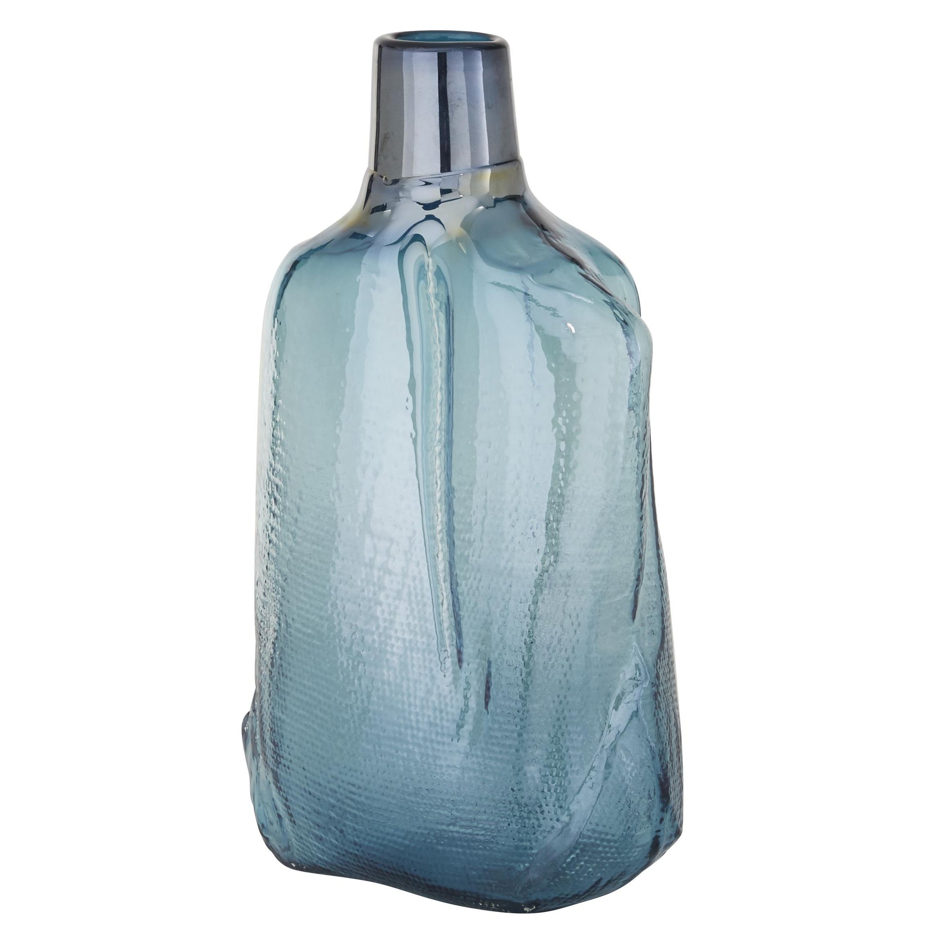 Abstract Blue Glass Handmade Blown Decorative Vase