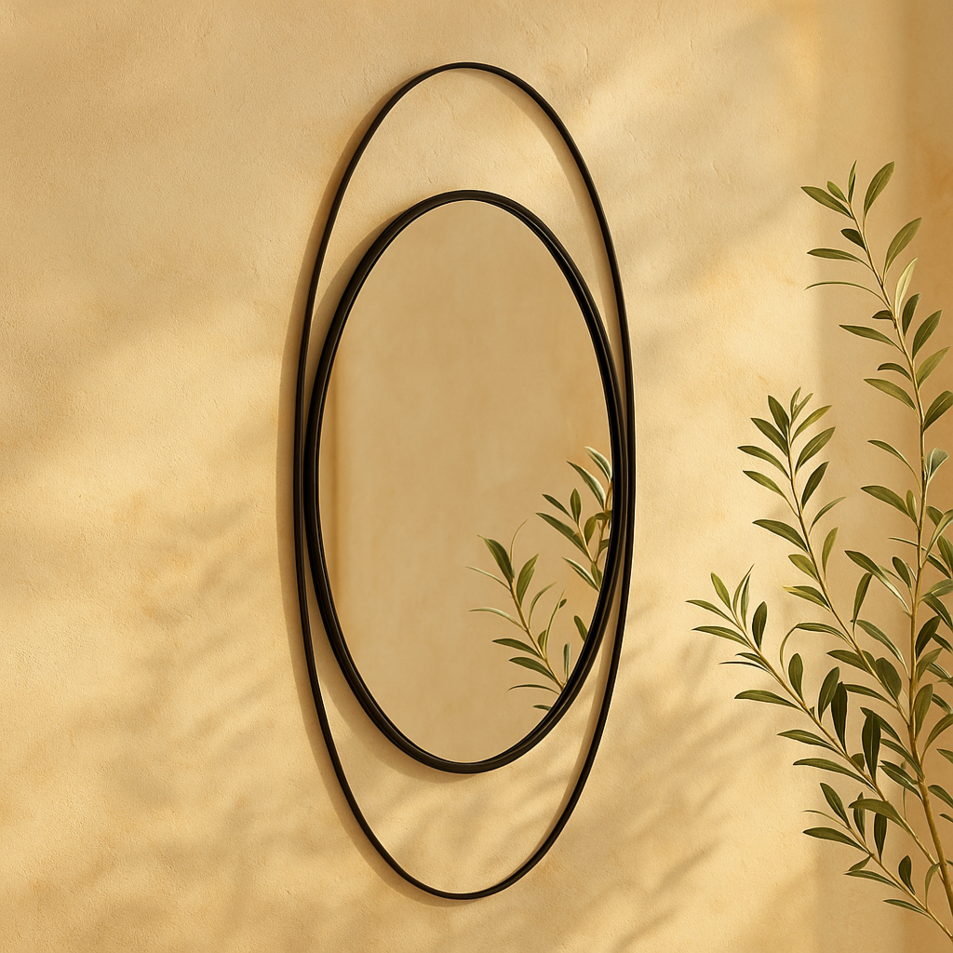 CosmoLiving by Cosmopolitan Black Metal Oval Room Wall Mirror