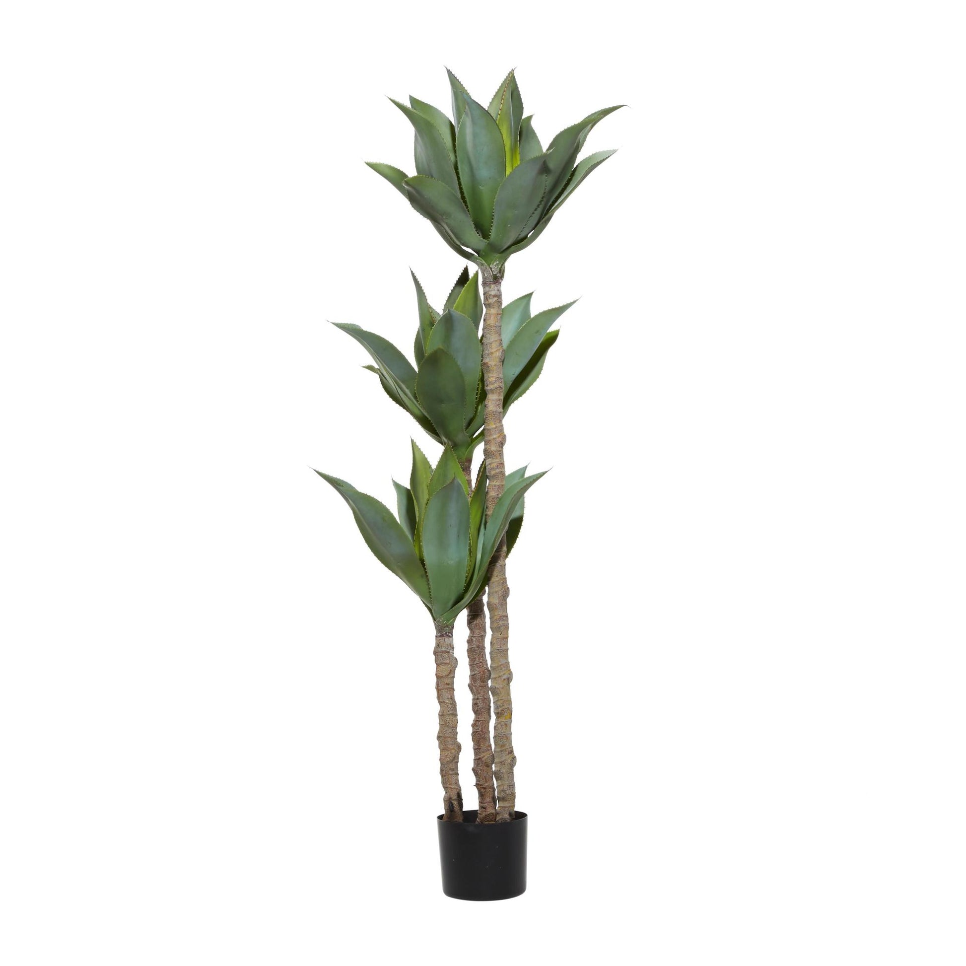 Dracaena Green Faux Foliage Indoor Outdoor Artificial Tree with Realistic Leaves and Black Plastic Pot