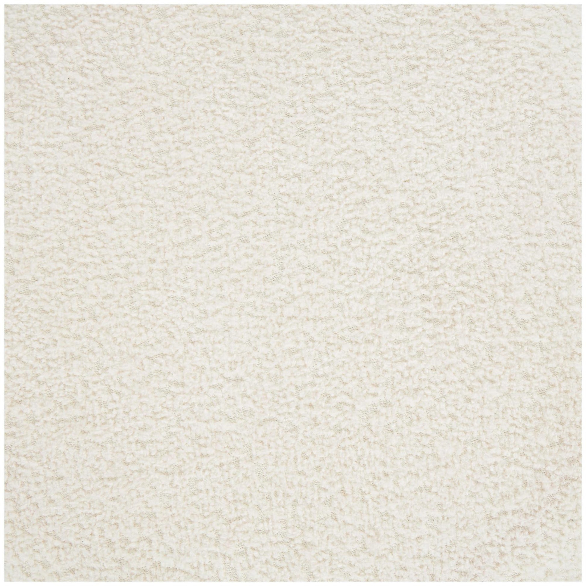 Geometric White Polyester Boucle Living Room Stool with Brown Wooden Base