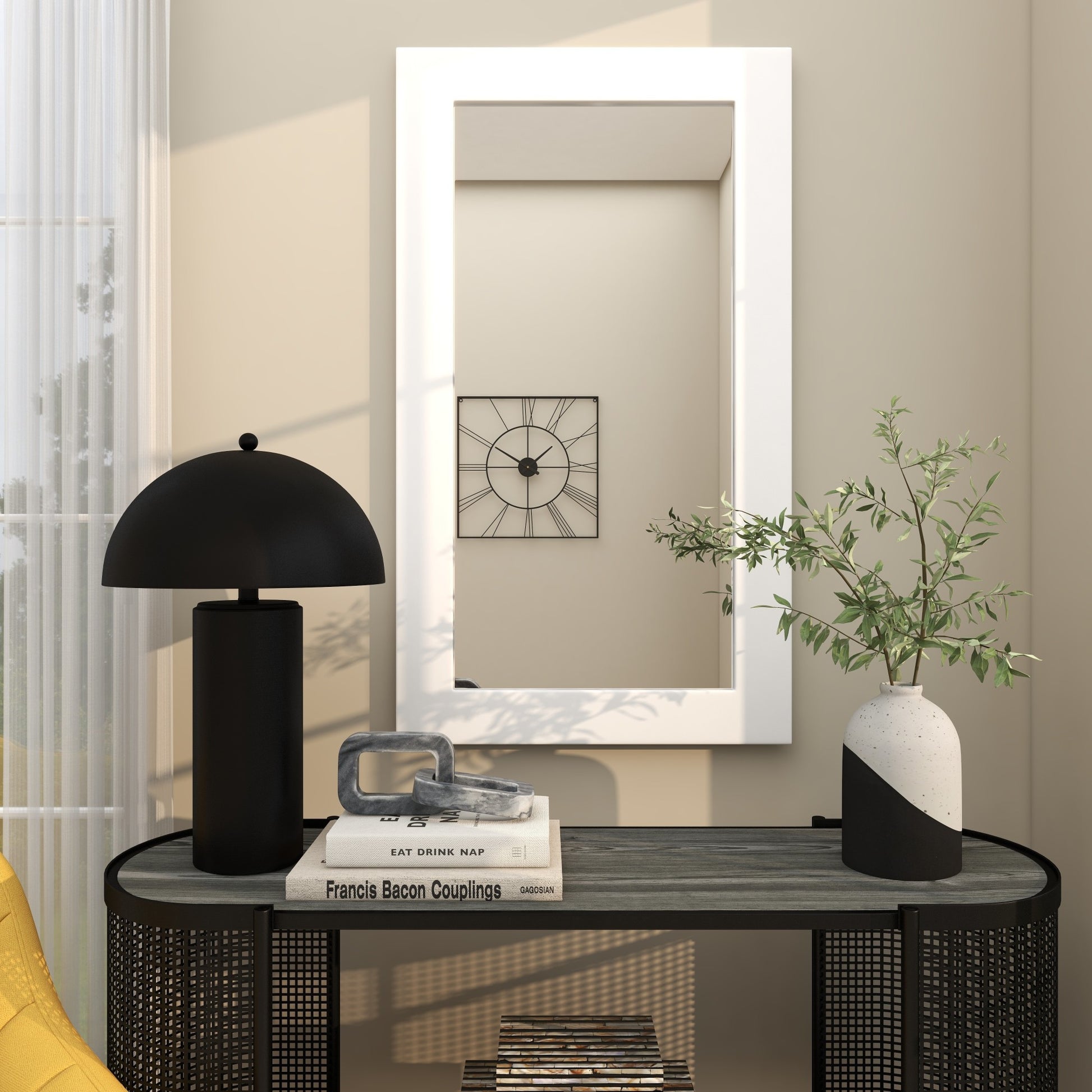 Wooden Minimalistic Room Wall Mirror 24" x 1" x 42"