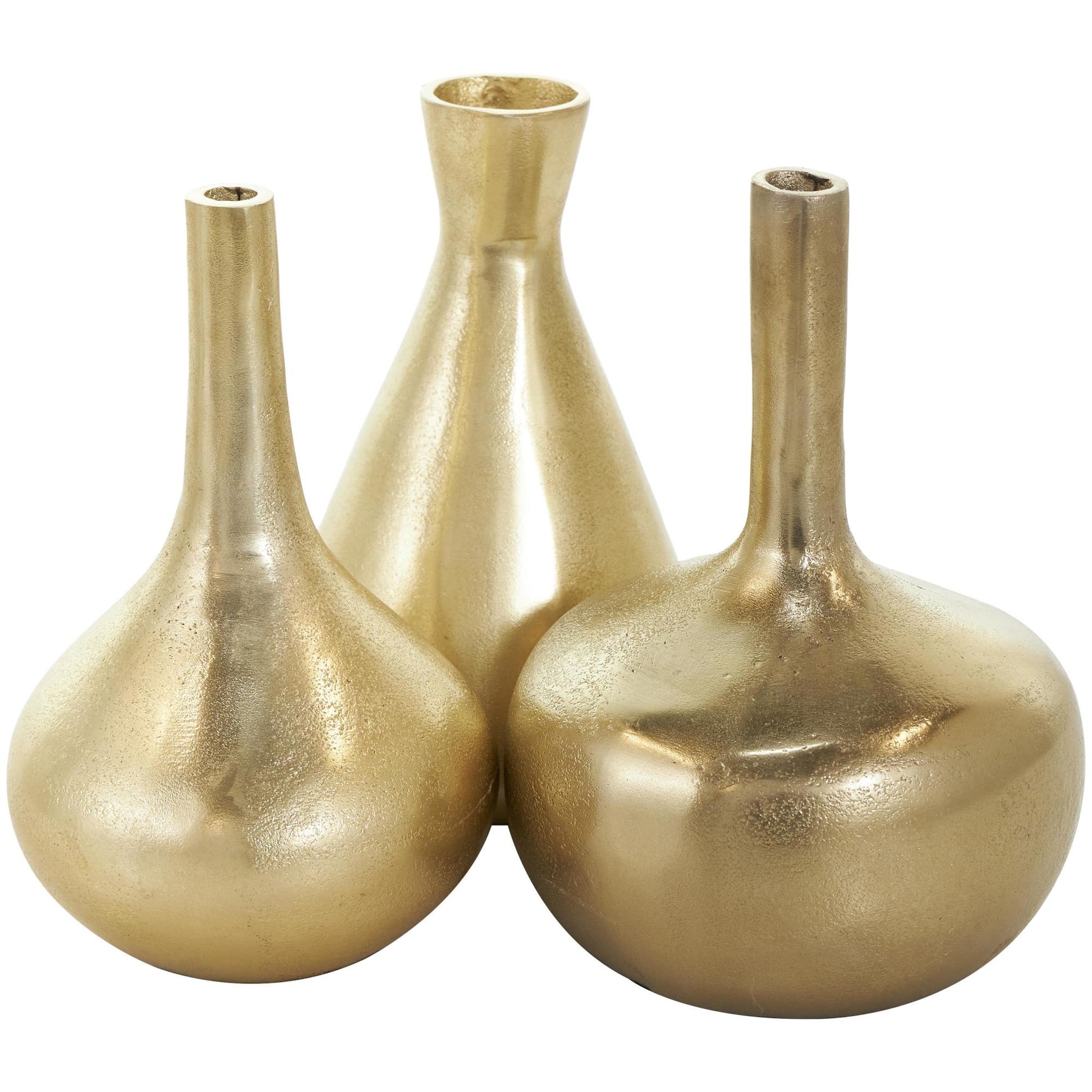 CosmoLiving by Cosmopolitan Set of 3 Aluminum Metal Decorative Vase with Varying Shapes