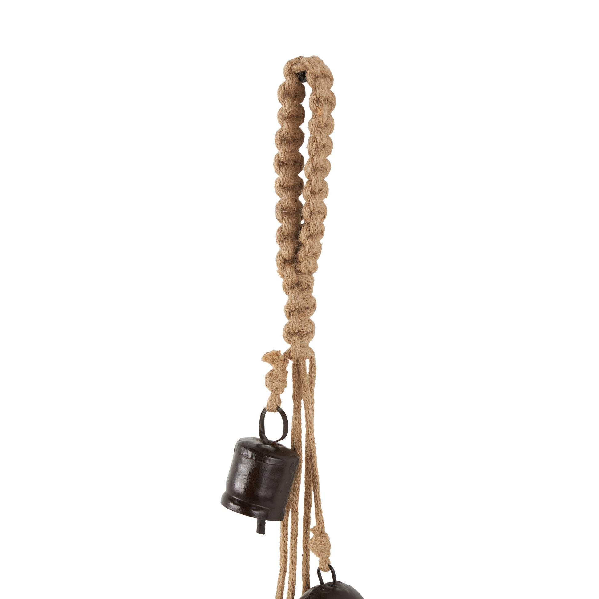 Metal Cascading Cluster Indoor Outdoor Decorative Cow Bells with Jute Hanging Rope