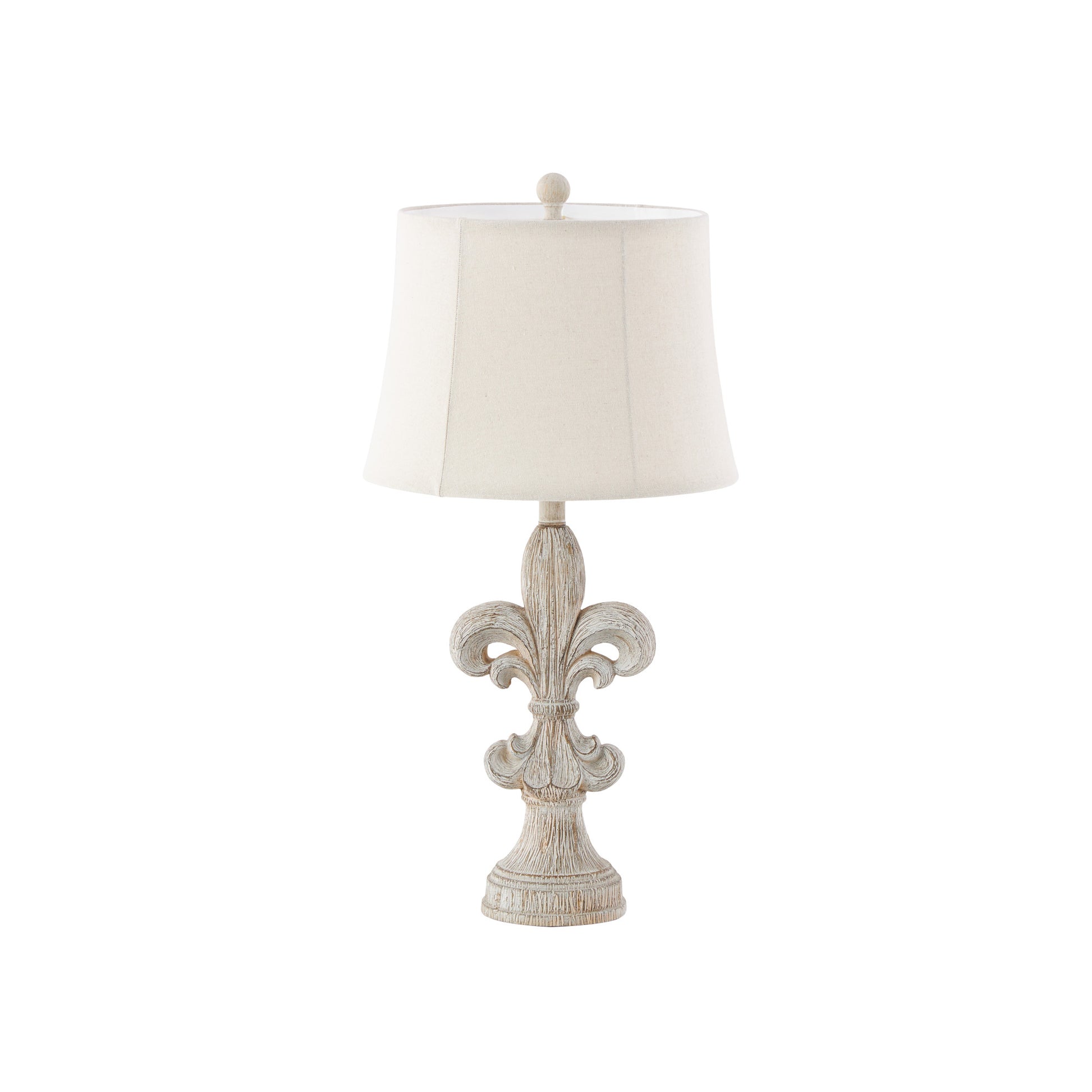 Set of 2 Fleur De Lis Beige Polystone Room Table Lamp