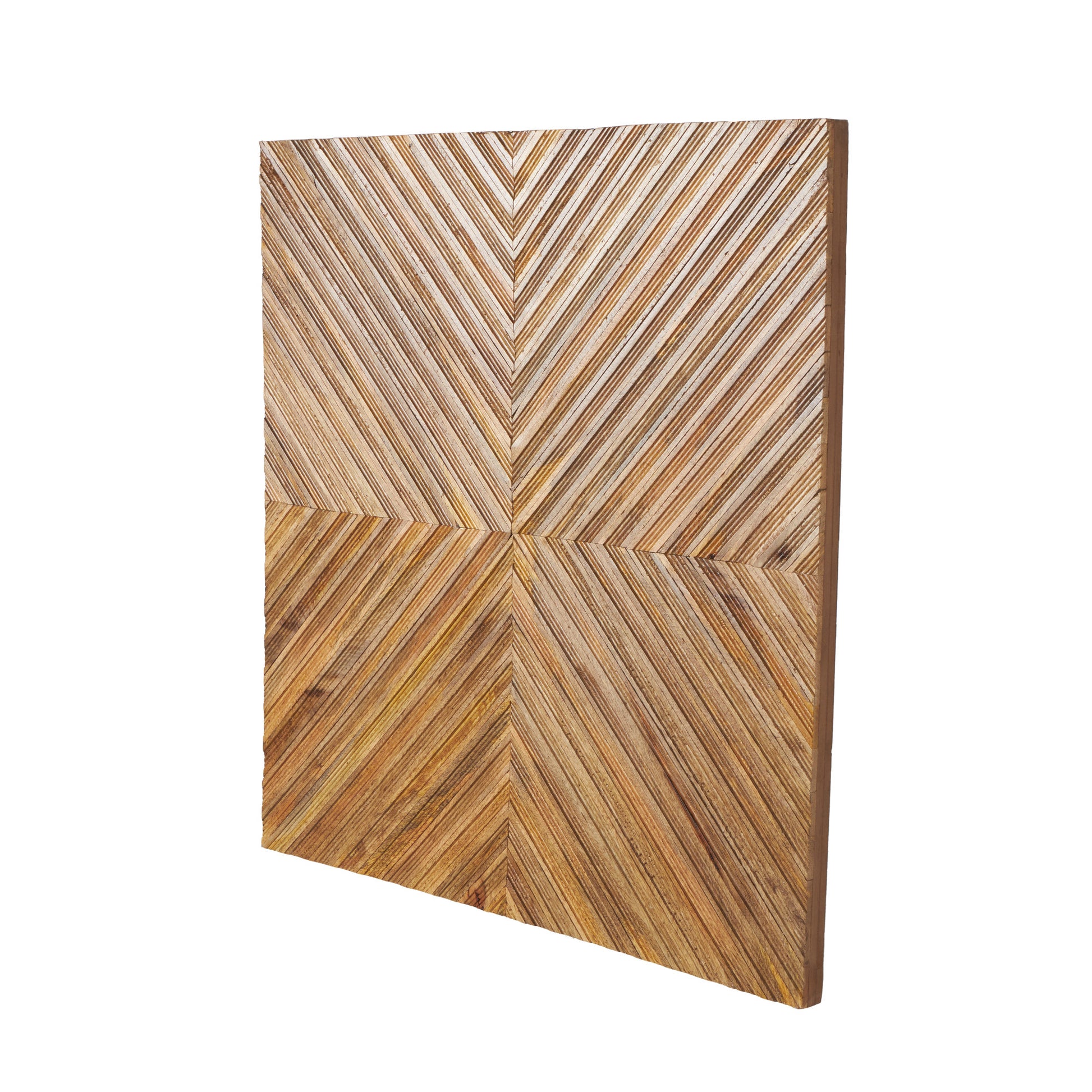 Abstract Brown Mango Wood Handmade Chevron Patterned Home Wall Decor