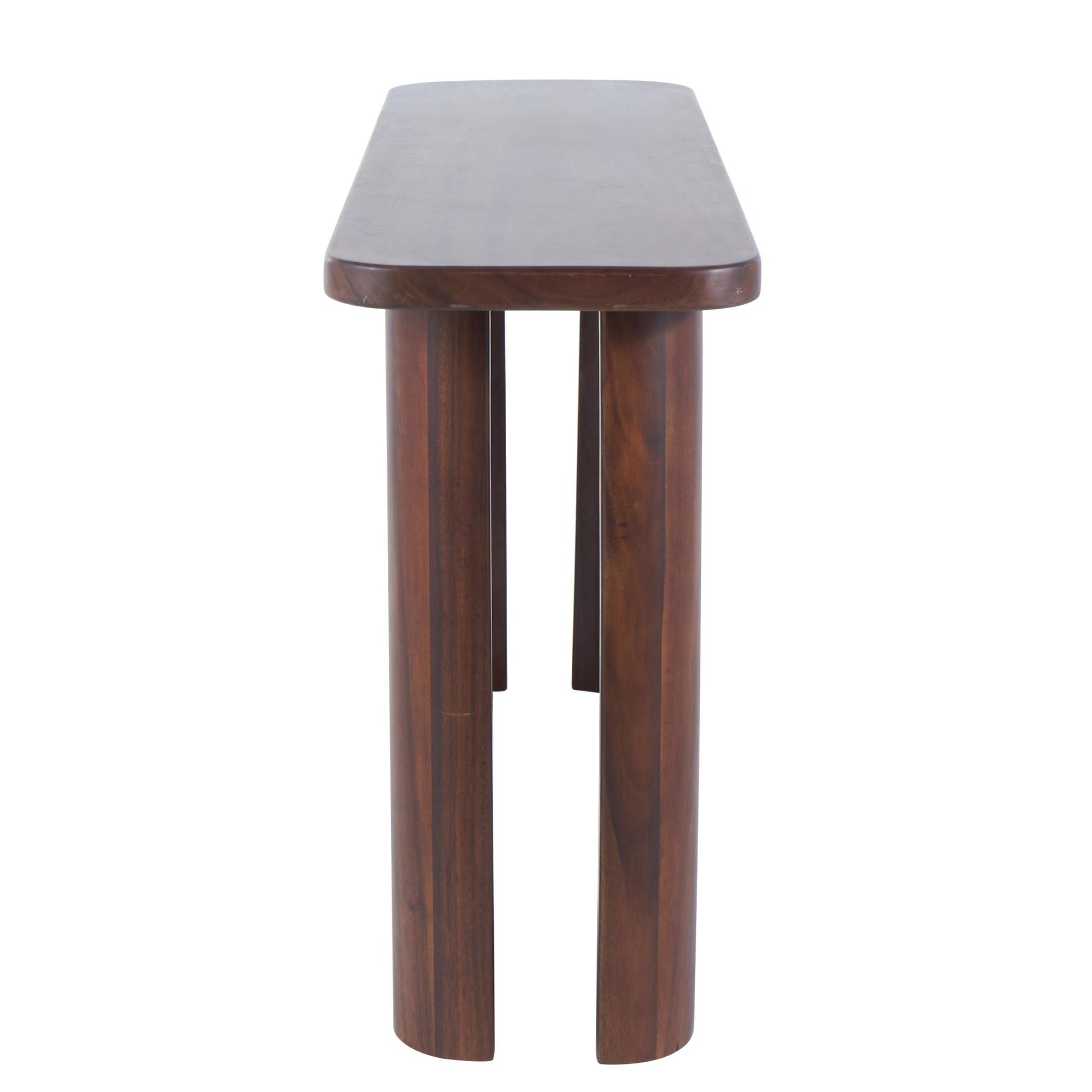 Dark Brown Wood Rectangular Living Room Console Table with Curved Legs Panels