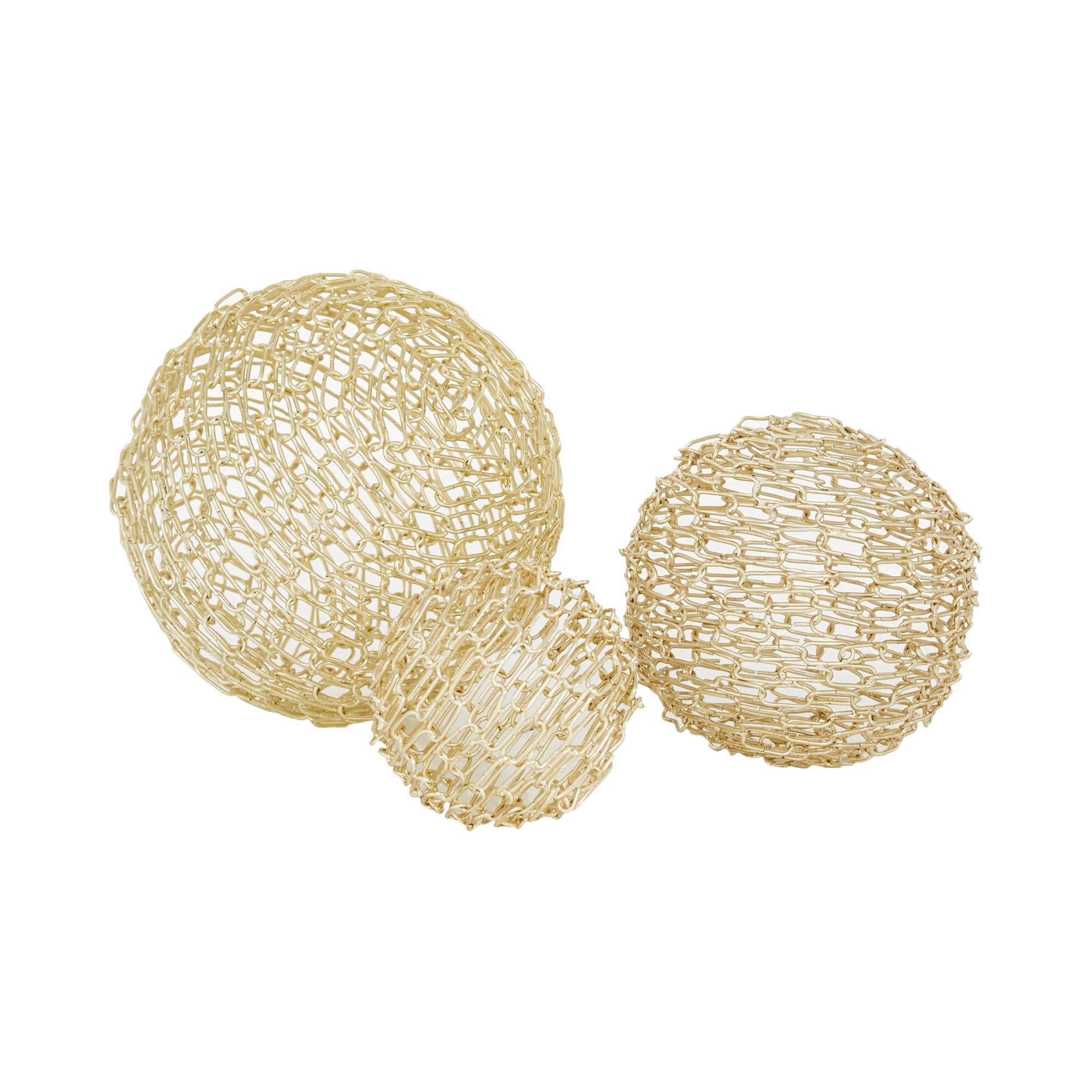 CosmoLiving by Cosmopolitan Set of 3 Geometric Gold Metal Decorative Sculpture