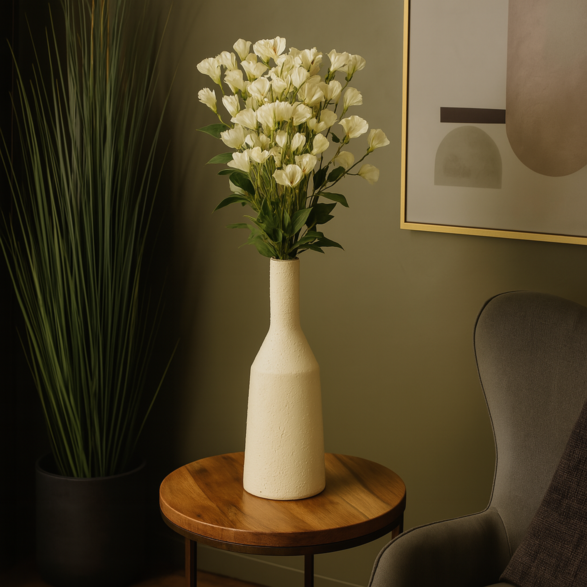 Set of 12 Sweet Pea White Faux Foliage Tall Indoor Outdoor Artificial Flower Stem