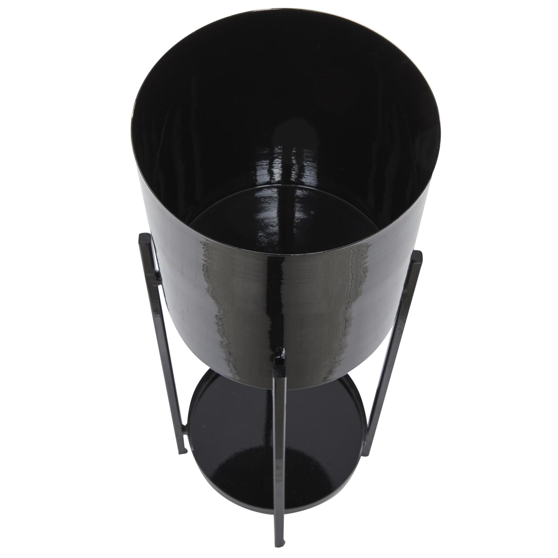 Set of 2 Metal Indoor Outdoor Planter with Lower Shelf and Removable Stand