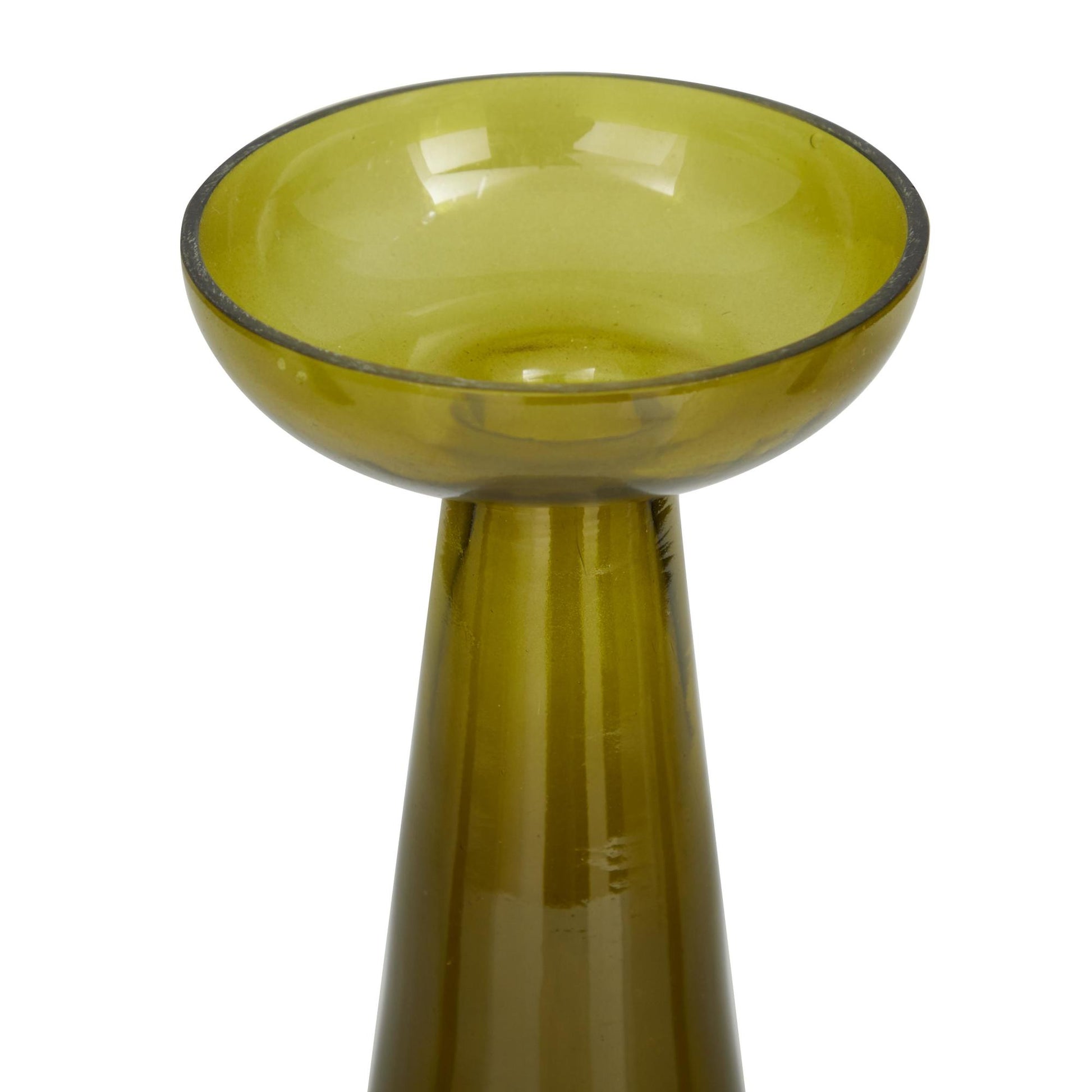 Set of 3 Glass Tapered Cone Decorative Candle Holder with Rounded Candle Plates