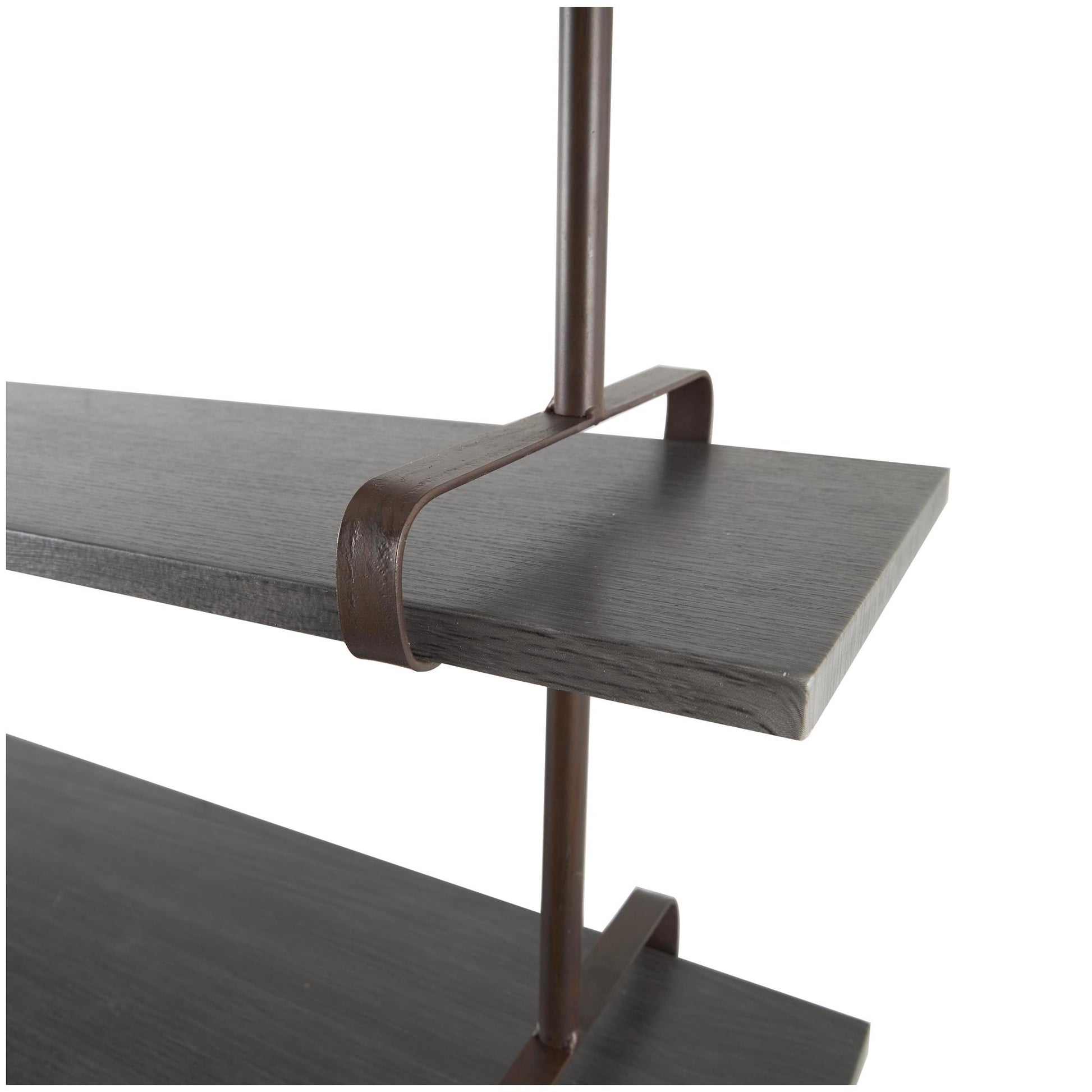 Wood 3 Shelf Room Wall Shelf with Black Metal Brackets 38" x 10" x 39"