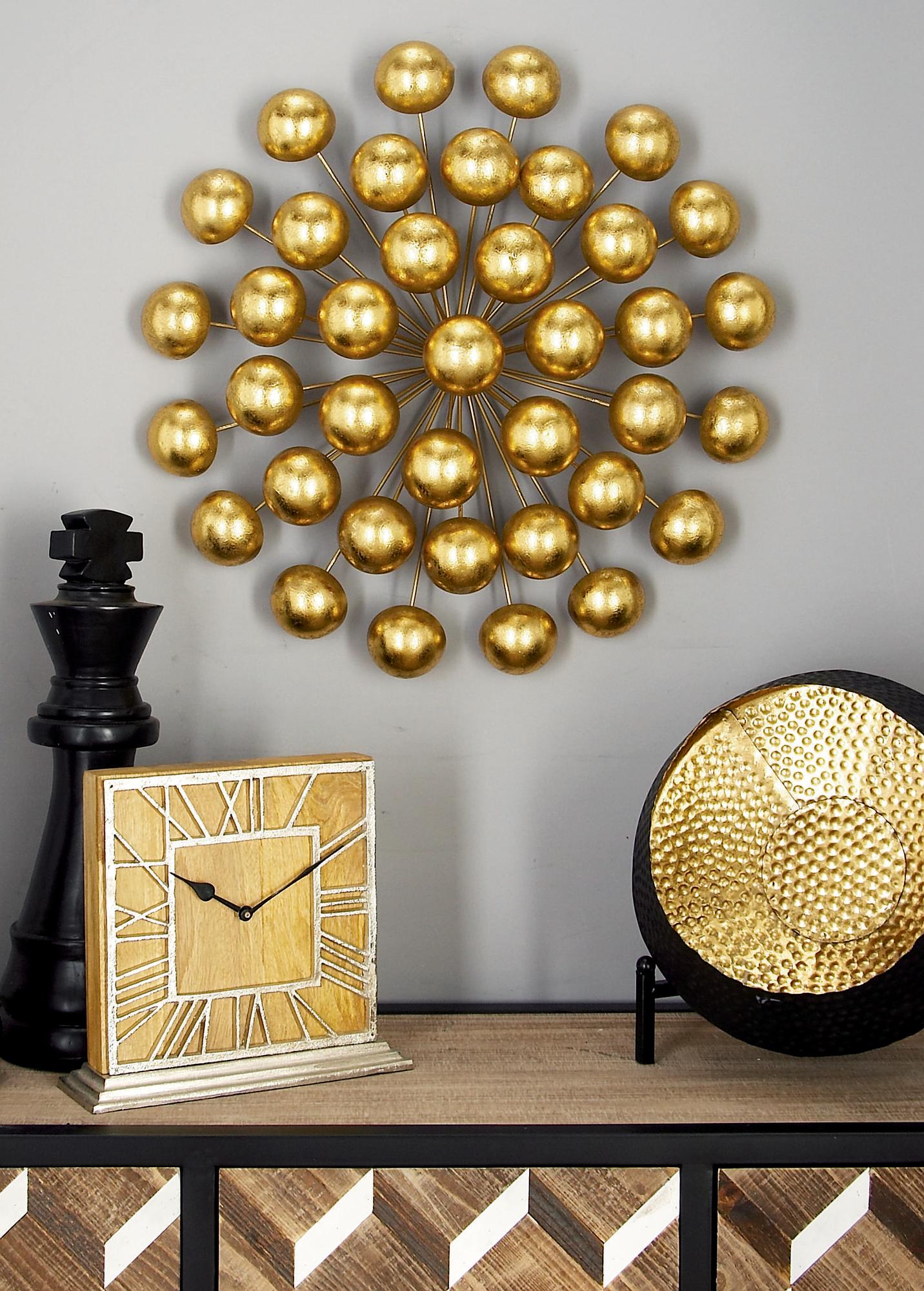 Starburst Gold Metal Home Wall Decor with Orb Detailing