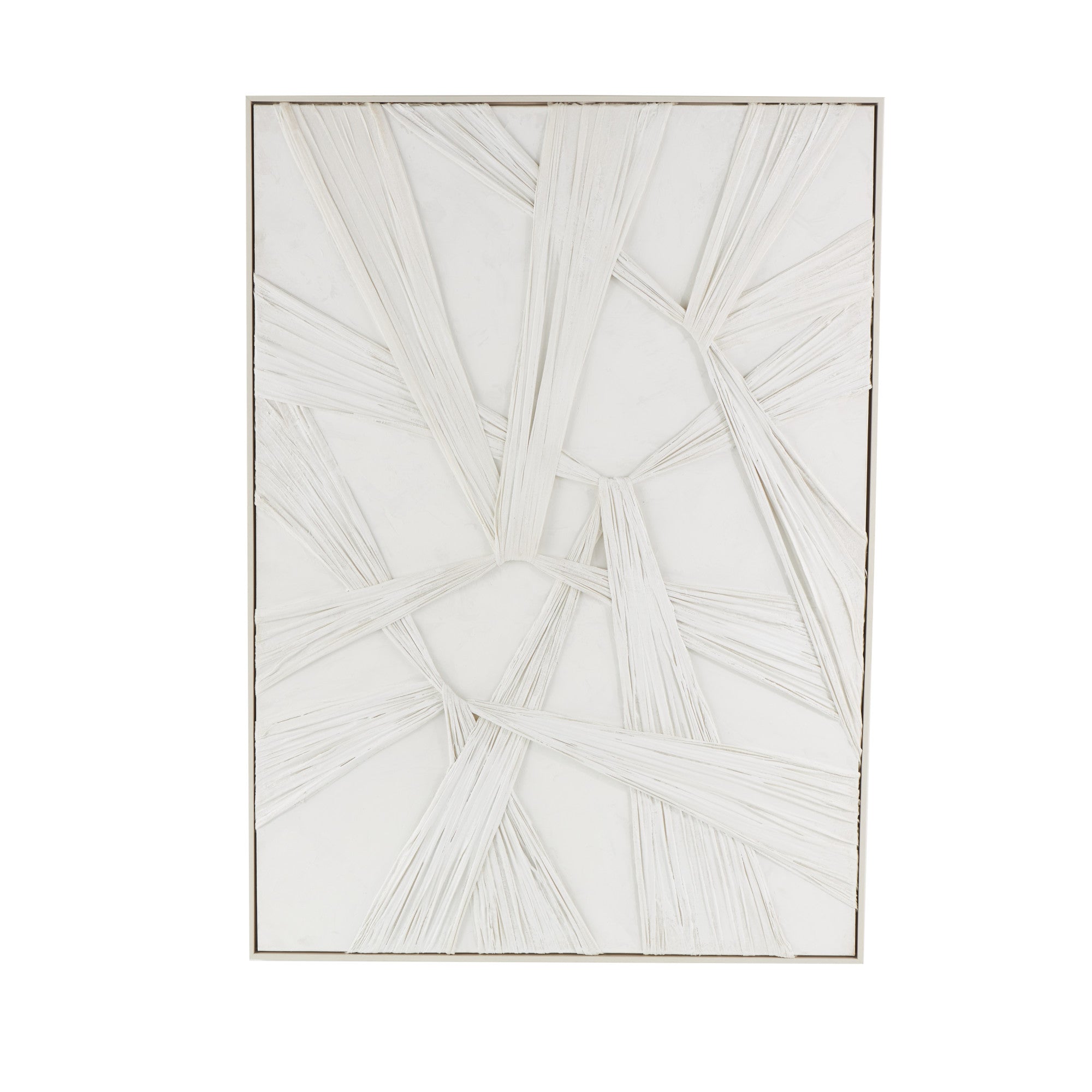Abstract White Wood Intertwined Cloth Living Room Framed Wall Art