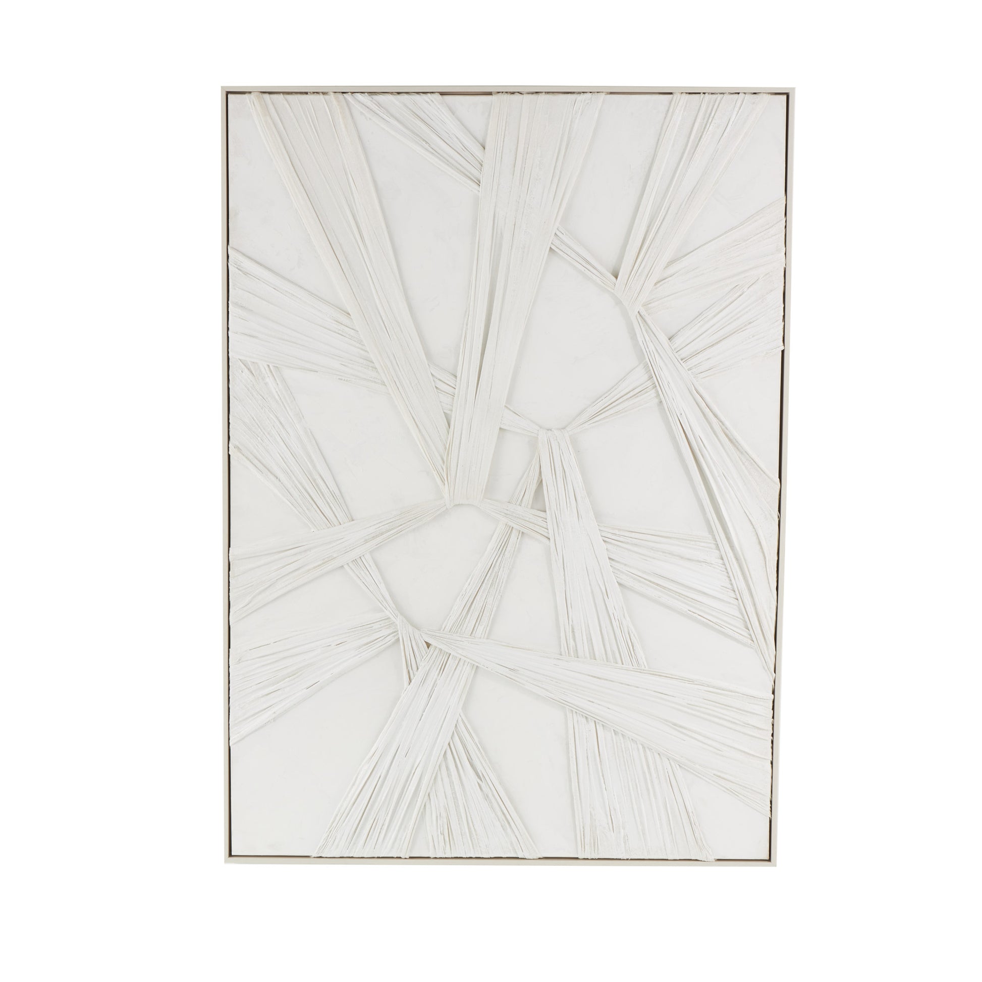 Abstract White Wood Intertwined Cloth Living Room Framed Wall Art